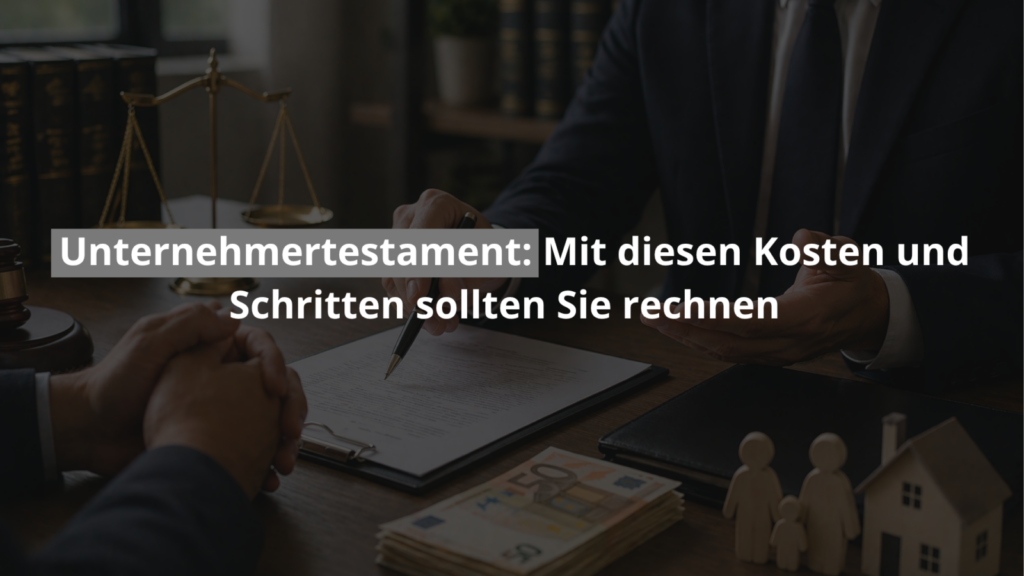 Anwalt berät zum Unternehmertestament mit Vertrag und Waage